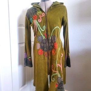 Knee length embroidered jacket